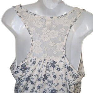 Blue Floral Camisole with Lace Fits Medium Large
